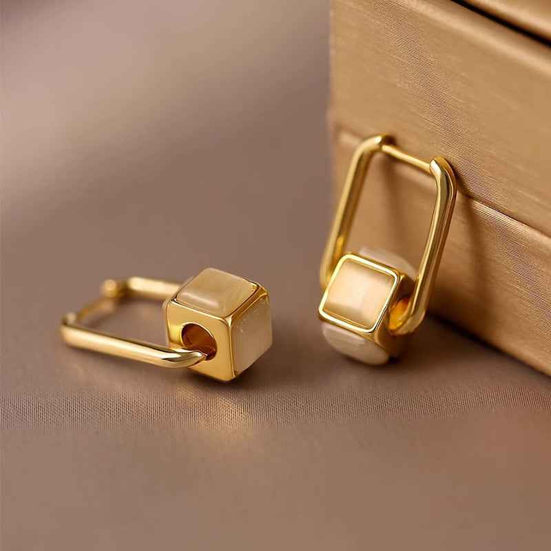 Square Opal Studs