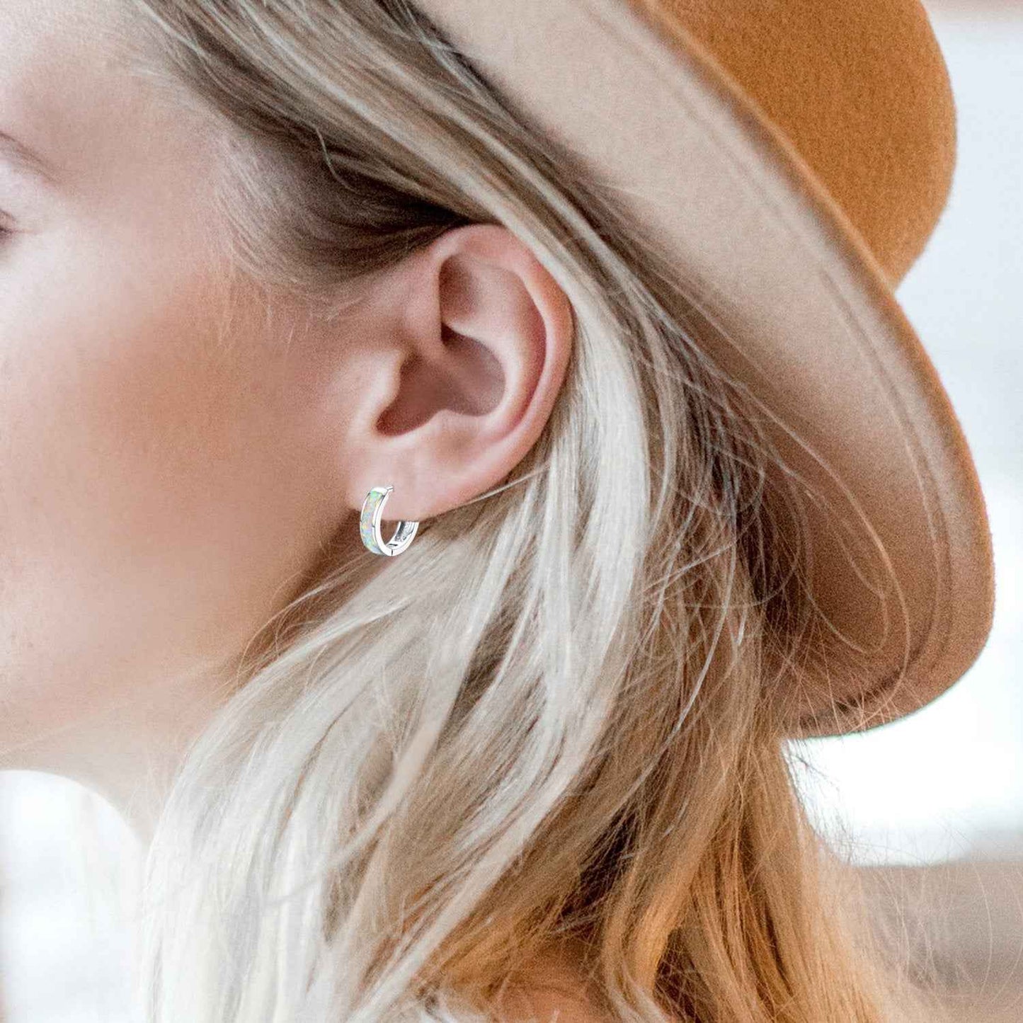 Opal Sterling Hoops