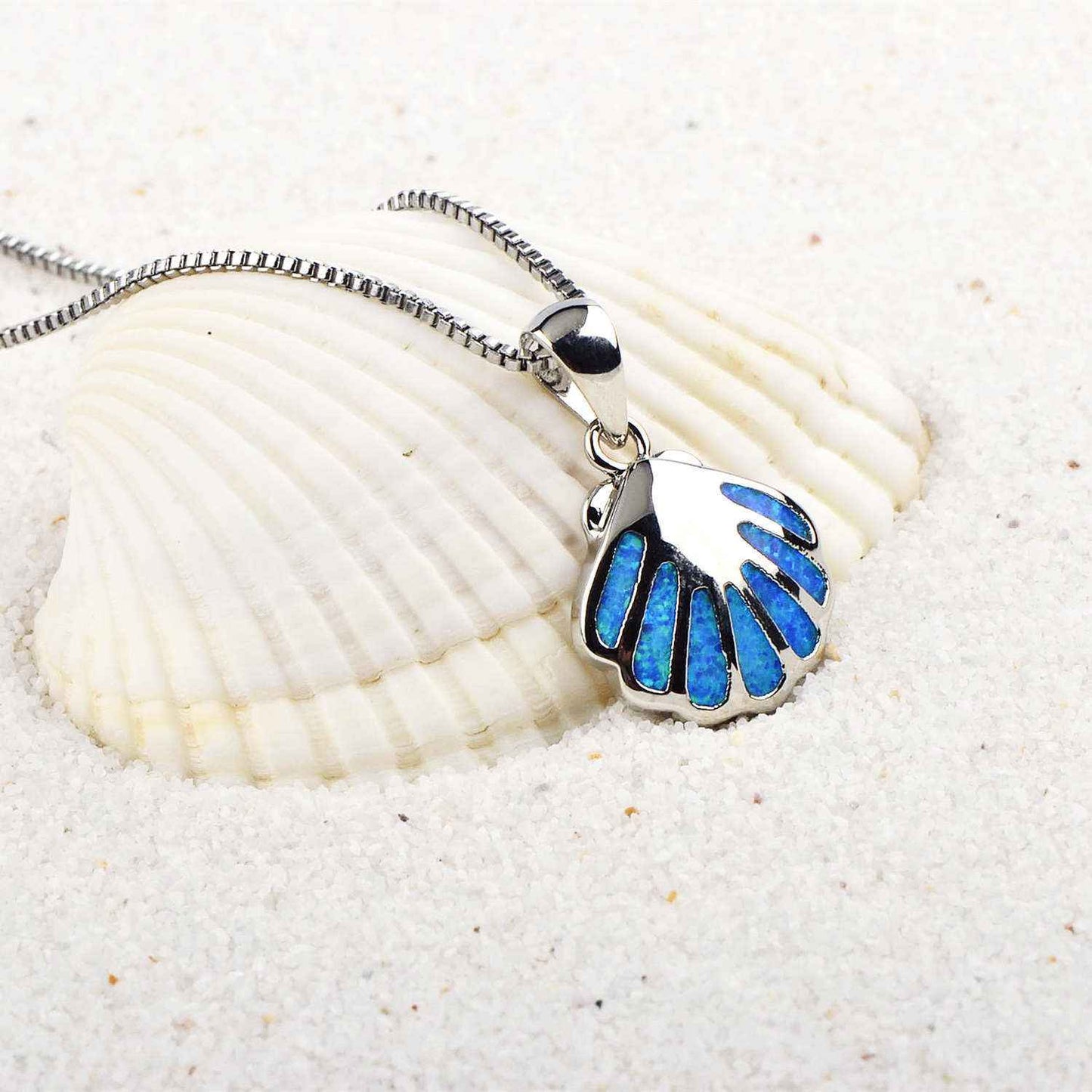 Blue Shell Silver Chain