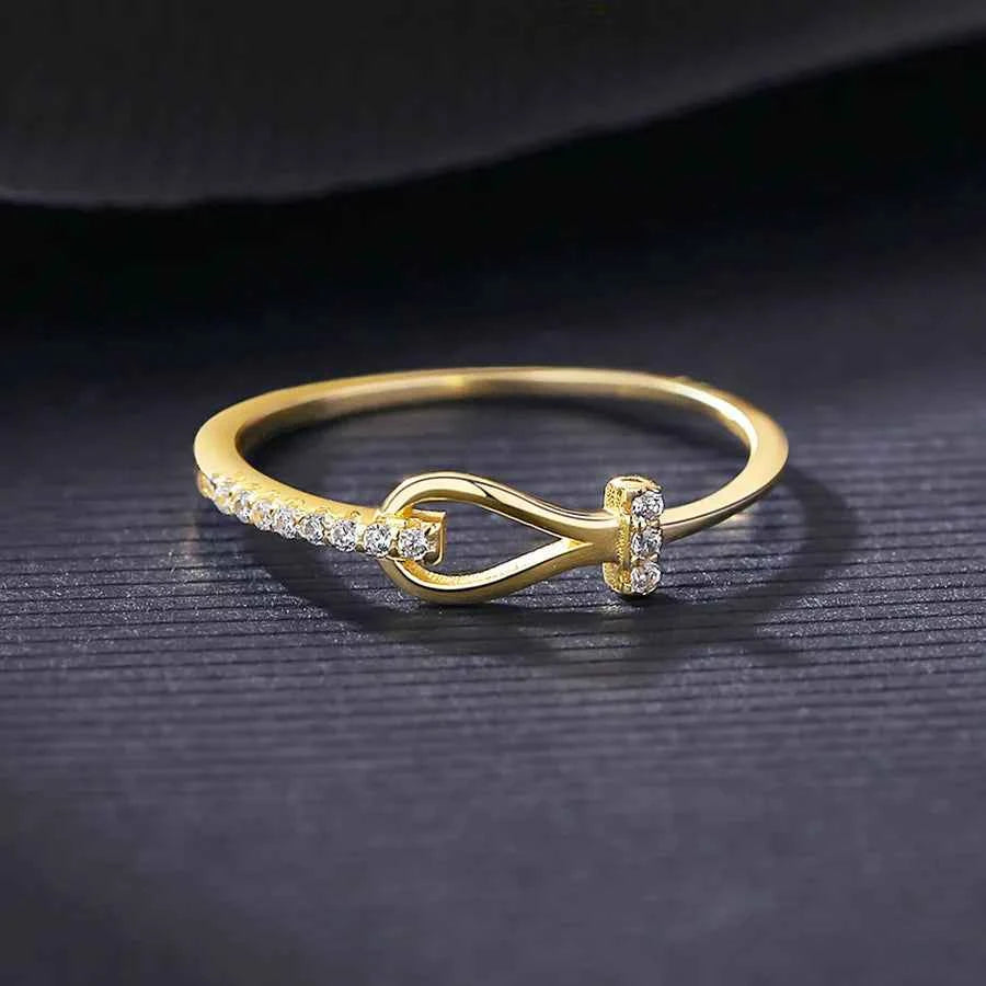 Sparkling Bow Knot Ring 925 Silver with CZ & 18K Gold