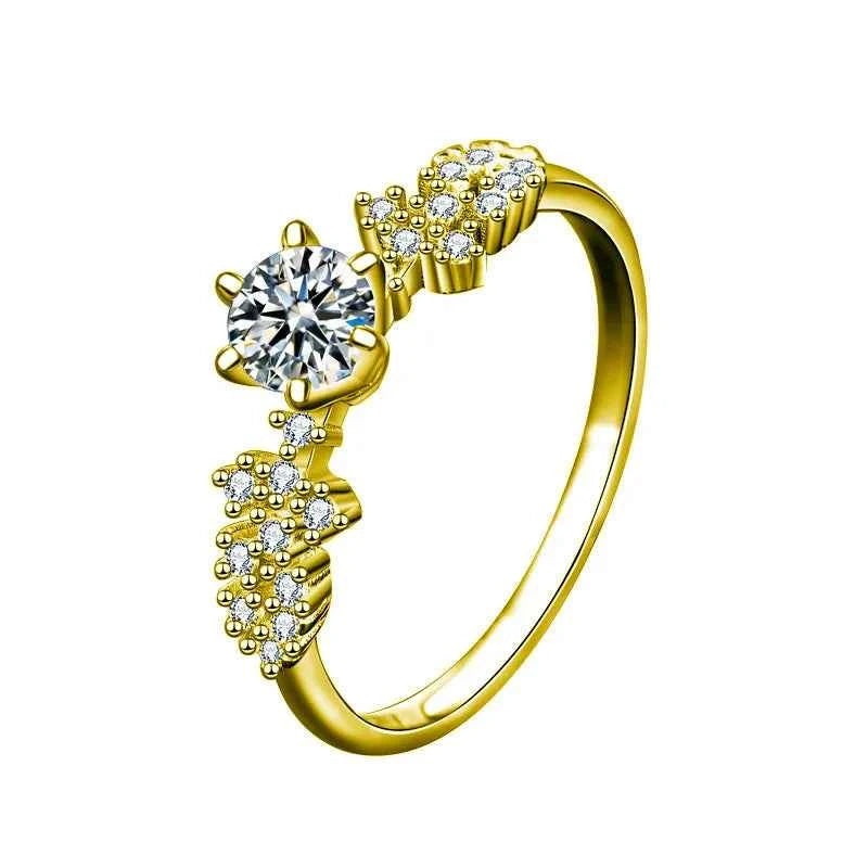 S925 Sterling Silver Moissanite Star Galaxy Six-Claw Ring