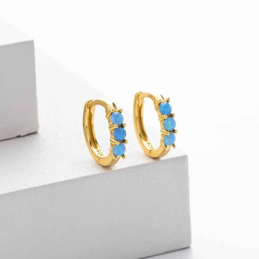 S925 Sterling Silver Retro Mini Opal Earrings