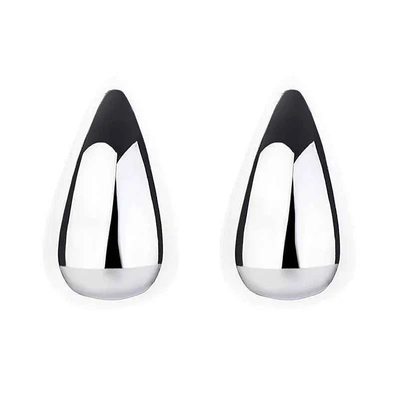S925 Sterling Silver Gold Bean Waterdrop Hoop Earrings