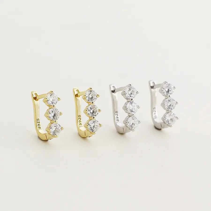 Elegant S925 Silver U-Shaped CZ Hoop Earrings for Women