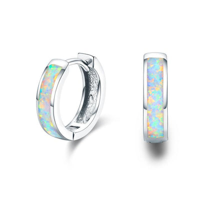 Opal Sterling Hoops